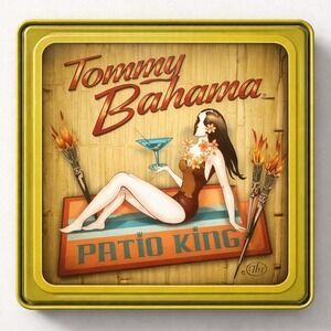 NIB Tommy Bahama Coaster Set Yellow New Patio King Retro Pinup Tiki 4pc